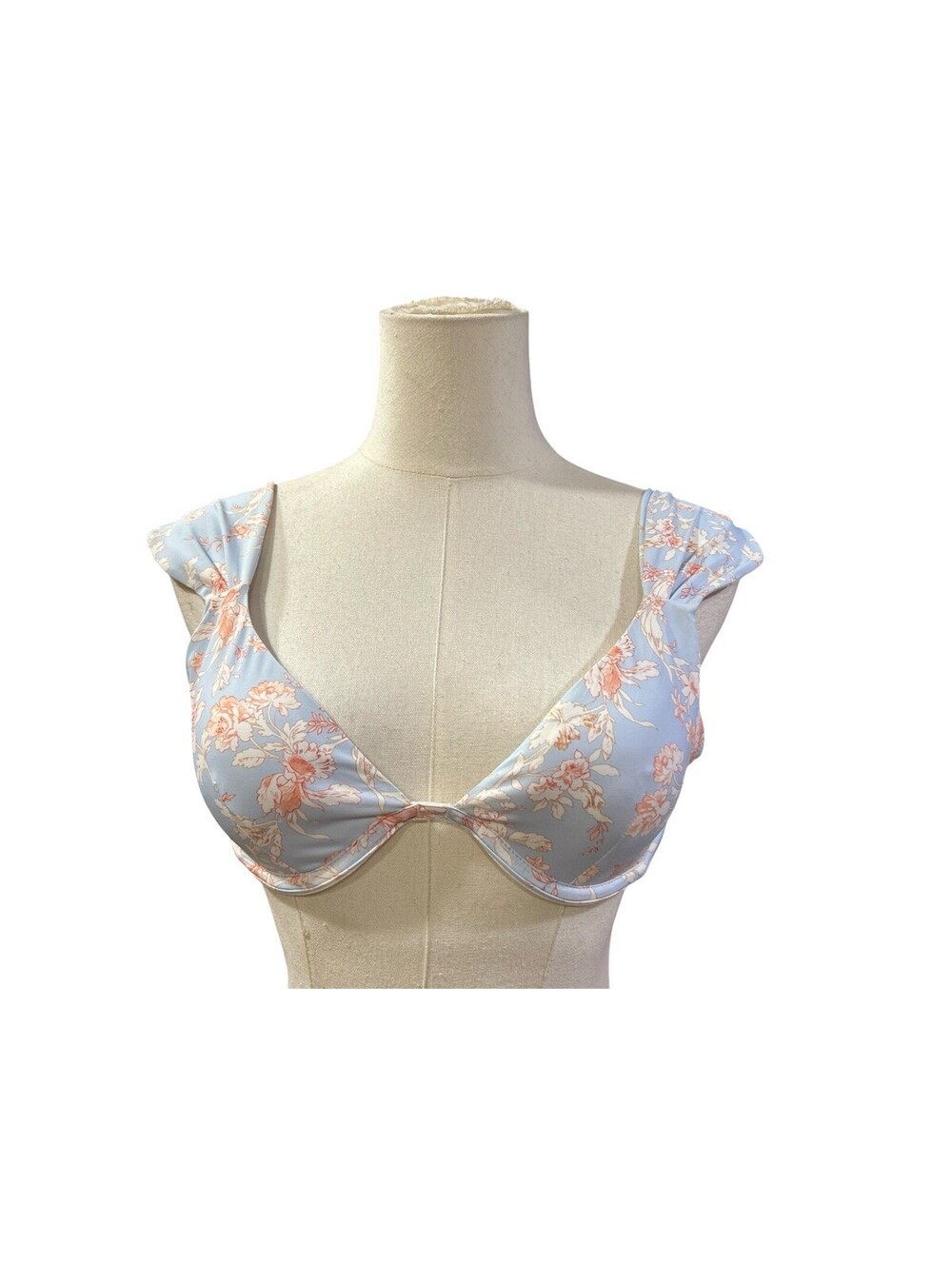 WeWoreWhat Womens Bikini Swimsuit Top XS light blue Floral Allie Underwire